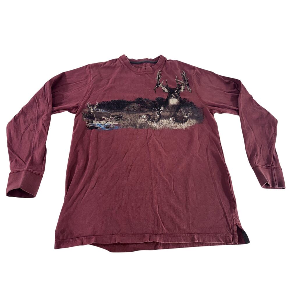 "Legacy" Rust Long Sleeve T-Shirt SZ M Hunting‎ Whitetail Deer Stream Buck Woods